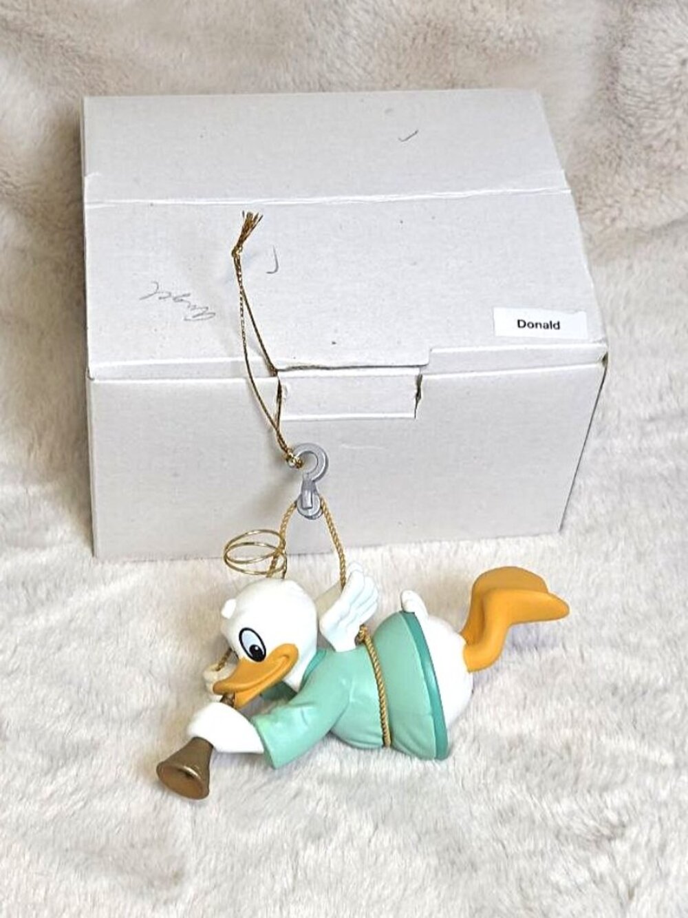 Disney Grolier Christmas Magic Ornament Donald Duck The Angel With Box